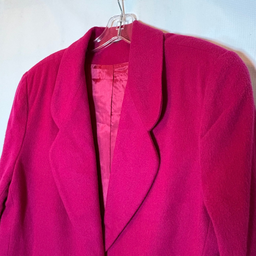 Vintage Hot Pink Wool Blend Blazer Pea Coat Women's‎ Size M Bright - Picture 3 of 6